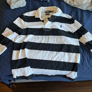 Black and white stripped Ralph Lauren Polo
